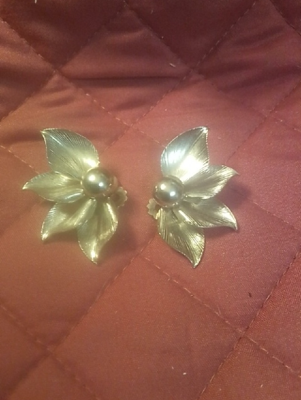 Vintage Gold-Tone Floral Clip-On Earrings